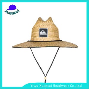 Xuancui factory women men rope wide brim paper straw hat patch logo lifeguard custom made sombrero hats wholesale