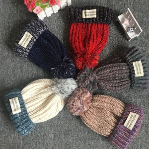 YADU 2017 Winter Hats For Kids Wool Children Ball Knitted Beanie Hat Warm Caps Boys Girls Knitted Hat