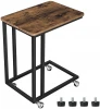 Industrial End Table, Side Table, Coffee Table, with Steel Frame and Castors, Easy Assembly,