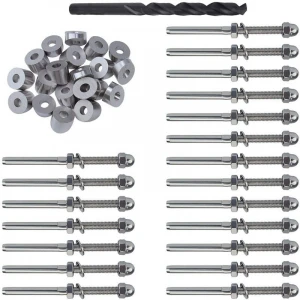1/8 inch Cable Railing Kits 30 Degree Beveled Washer Threaded Stud Tension End Fitting Terminal for Decking