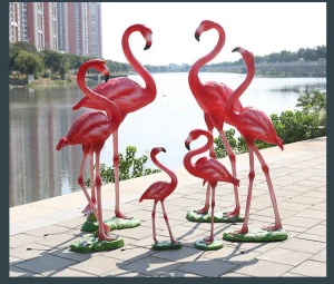 factory direct sale garden decor pink bird statue life size fiberglass flamingo