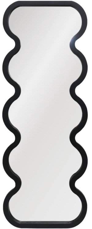 Wave shaped black plastic full-length mirror with hanging dressing mirror149-218473