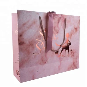 High end custom logo printing luxury paper shopping bag with handle