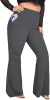 Grey Flare Casual wear Office wear Yoga Pants For Women | Long Bootcut High-Waisted Flare Pants with Pockets | Suitable