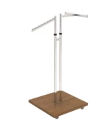 Modern T-Shape Clothing Display Stand – Metal Frame with Wooden Base
