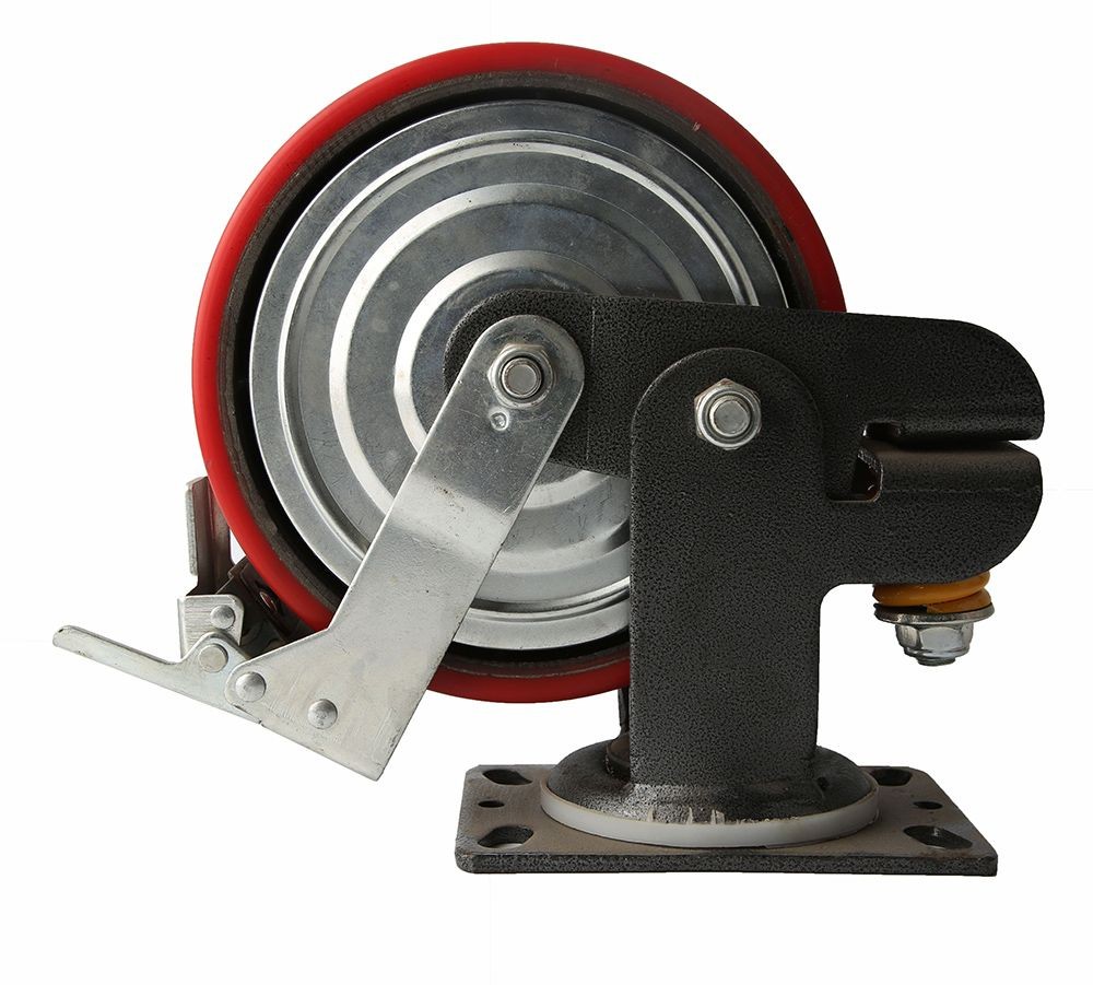 4 inch steel elastic rubber double ball bearings caster wheel
