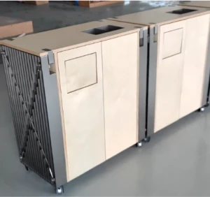 Custom Stainless Steel Retail Trash Bin with Marine Board Panels