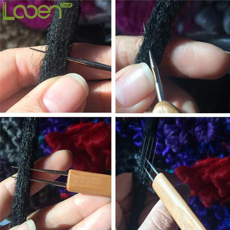 0.5mm 0.75mm Bamboo Dreadlock Crochet Hook Double Crochet Needle For Hair Braid Craft (1 Hook, 2 Hooks, 3 Hooks)