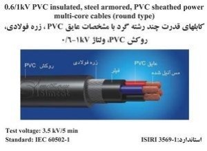0.6/1kV steel armored, PVC insulated and sheathed power multi-core cables (round type)