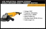 JCB INDUSTRIAL 2600W 230MM ANGLE GRINDER 230V TRIGGER SWITCH