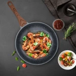 11-inch (28cm) Non-stick Frying Pan Medical Stone Material Pfoa-free Coating from Germany Lightweight and Durable Grey deep