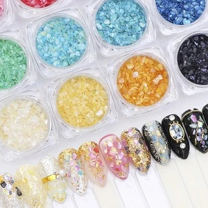 12 color acrylic uv gel nail art glitter shell powder