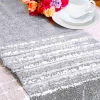 12&quot;x108&quot; Silver Sequin TableCloth Rectangle Table Runner for Valentines Day Birthday Christmas Wedding Party Supplies