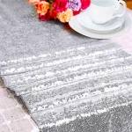 12"x108" Silver Sequin TableCloth Rectangle Table Runner for Valentines Day Birthday Christmas Wedding Party Supplies