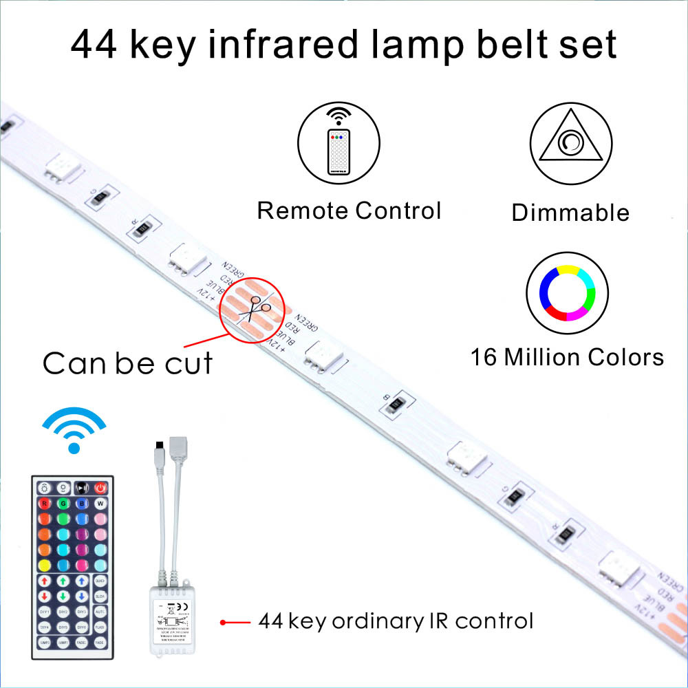 Buy 12v Flexible Smd 5050 Rgb Led Strip Light With 44key Remote ...