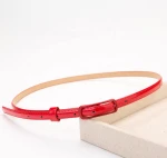 15MM Custom Lady's Thin Brand Female Chastity Woman Big Red PU Leather Belt