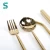 Import 18/10 Rose gold cutlery reusable outdoor stainless steel portugal flatware set with canvas bag from China