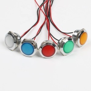 19mm Waterproof Metal Flat Round LED cycle indicator Signal lamp light with wire