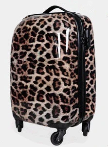 2016 fashion leopard hotel ABS luggage trolley, travel bag trolley luggage leopard
