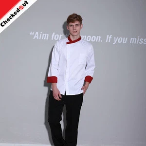 2017 latest design plain color custom white cooking clothes hotel chef uniform