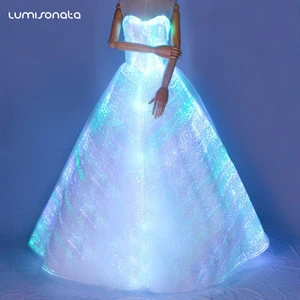 2018 Fashion luminous dress led lights prom dress fiber optic dress for sale