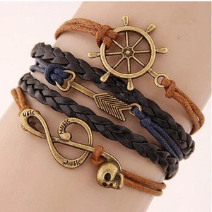 2018 Fashion New Models Men and Women Couple Handcuffs Leather Rope Swallow Bracelet Nautical Jewelry Wild Wholesale Jewelry