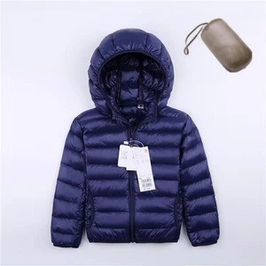 2018 Hooded Lightweight ultra Thin Foldable Down Children Kids Jacket for keep warm