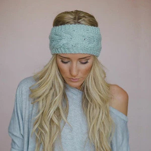 2018 Solid Wide Knitted Wool Headband Winter Warm Ear Crochet Turban Hair Accessories For Women Girl Hair Band Headwraps