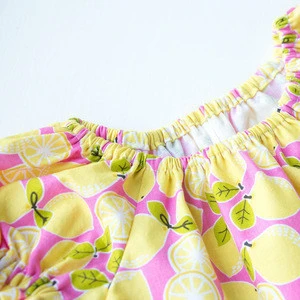 2018 Summer refreshing childrens clothing Lemon pattern children frock designs ruffle sleeveless dress