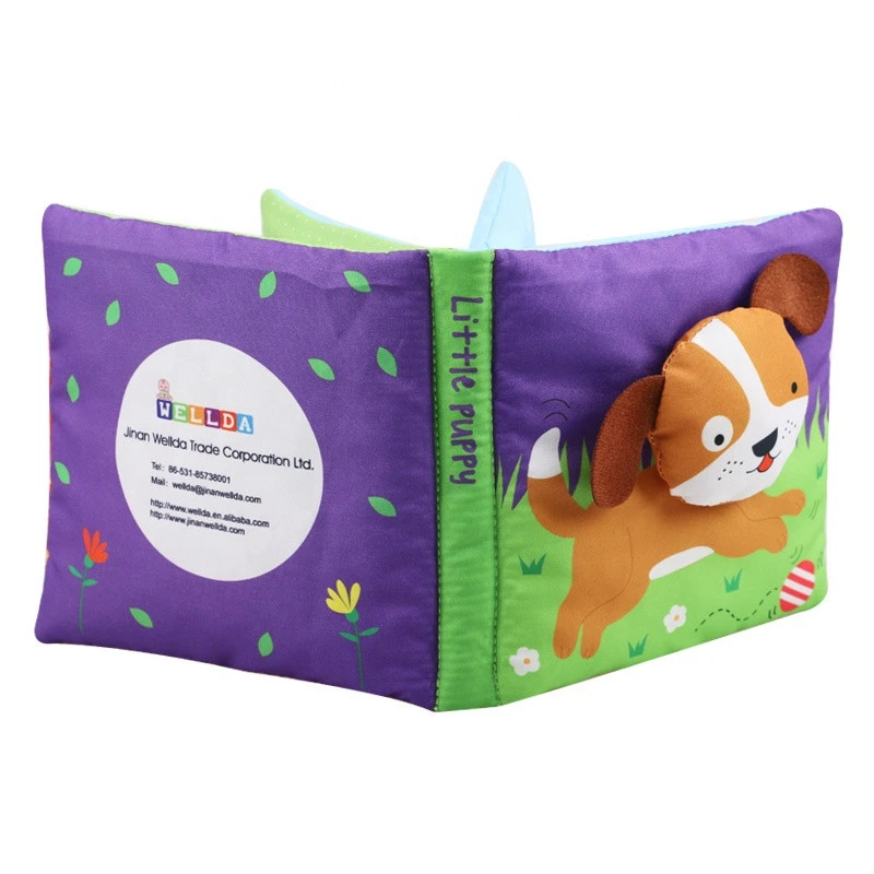2019 hot selling baby soft 3d cloth book with animal head for children