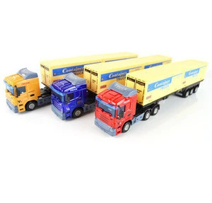 2019 new hot OEM diecast model container truck three color alloy truck toy