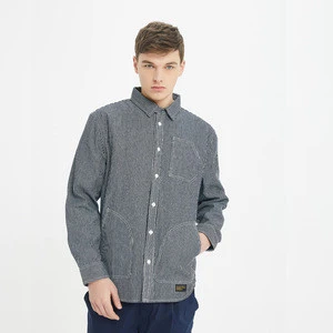 2019 Spring Summer Wholesale Dropshipping Fashion Streetwear Casual Oxford Cotton Denim Mens shirt