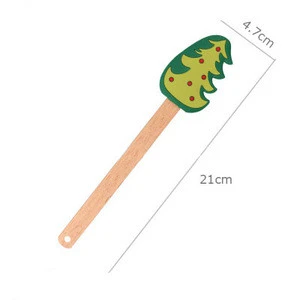 2020 Christmas Theme Series Creative New Cartoon Silicone Scraper With Bamboo Handle Kitchen Gadgets
