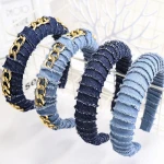 2020 cross-border European and American denim hairband creative new thick winding chain sponge headband
