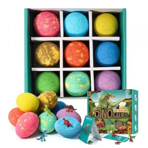 2021 hot sell new gift set colorful cbd organic dinosaur egg kids bath bombs with surprise toys inside