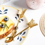 2021 New Butterfly Hanging Coffee Spoon Stainless Steel 304 Dessert Fork Spoon Set