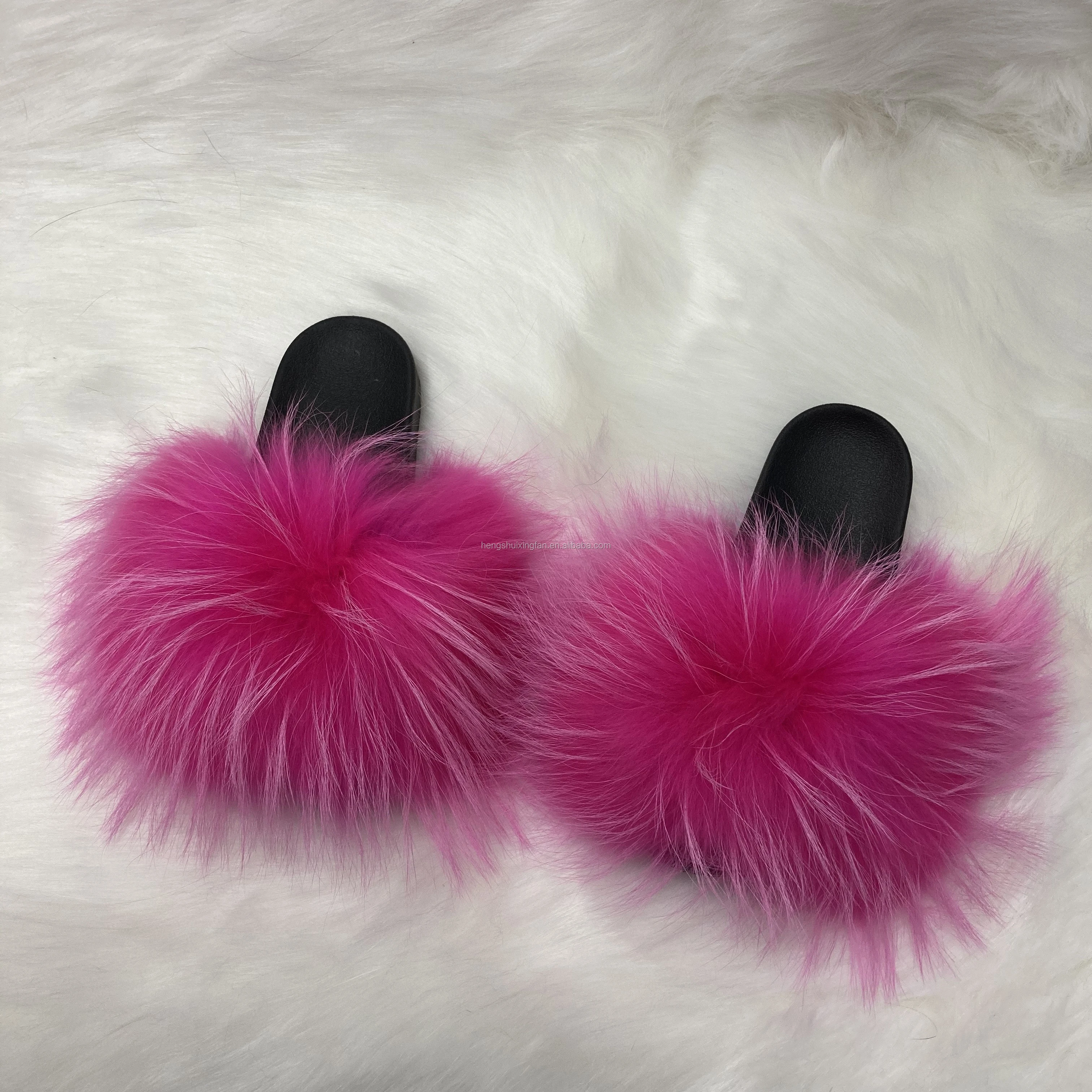 2021 NEW Women PVC Mink Fur Slides Flat Mink Fur Slippers