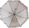 23"*8k Auto Open Dome Shape White Lace Wedding Umbrella With Leather Hook Handle for Lady