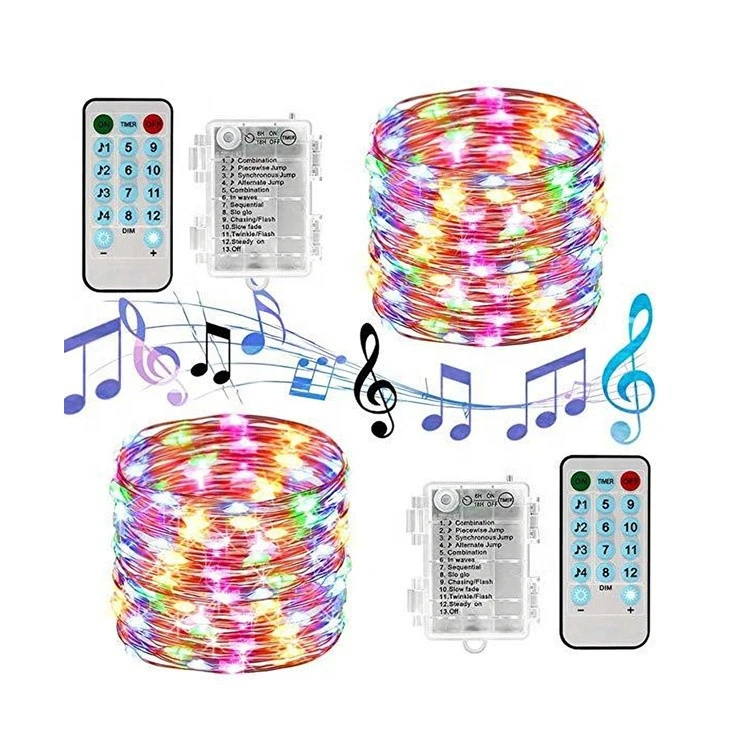 33ft 100LEDs Voice Control Led Fairy String Light Battery Operated With Remote Control Music Christmas String Light