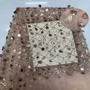 351804  Melon seeds powder mesh Sublimation Polyester India George Sequin Fabric for Dress