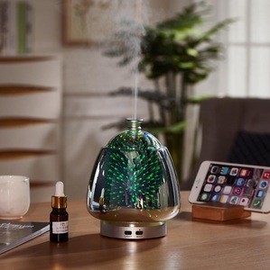3D firework effect glass Air Humidifier And Aromatherapy 100ml Essential Oil Diffuser Ultrasonic Cool Mist Humidifier
