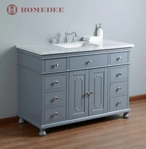 48 inch wood furniture bathroom with Brushed nickel finish hardware