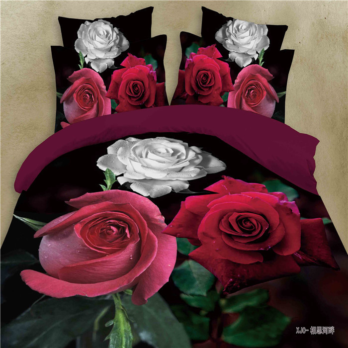 4pcs Comforters Sets 3d Red Rose Print Floral Sheet Duvet Cover Sets From China Tradewheel Com