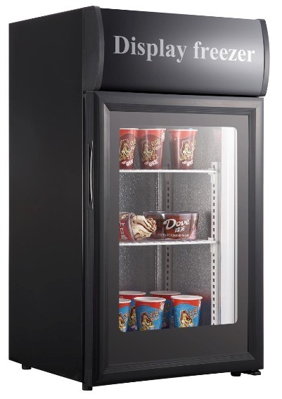 50L Customized Mini Single Glass Door Ice Cream Counter Top Upright Display Showcase Freezer SD50B With CE ETL