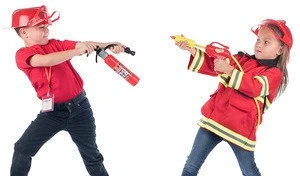 5pcs deluxe fireman toy set,kids summer backpack toys water gun