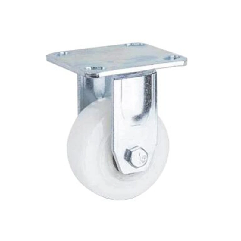 6 inch 8 inch rigid metal fork with swivel top plate white nylon material caster wheels loading weight 450KG and 550KG