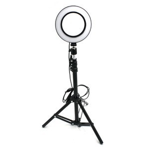 6 inch USB Ring Light Tabletop Shooting Annular Lamp Makeup Light for Video Youtube with Tripod Phone Holder