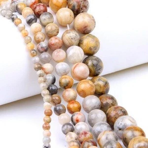 6mm Natural Round Smooth Crazy Agate Loose Beads Jewelry Making Beads
