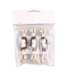 6PCS Rabbit Wood Clips,Photo Paper Pegs, Clothespin Craft,Children Party Gift Favors,Easter Holiday Decoration