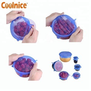 6pcs Set BPA Free reusable silicon plastic food and Bowl cover Fresh Seal Covers